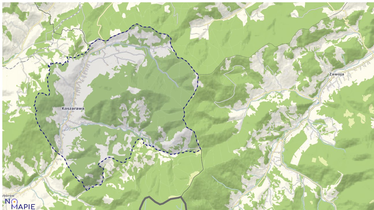 Mapa obszarów ochrony przyrody Koszarawy