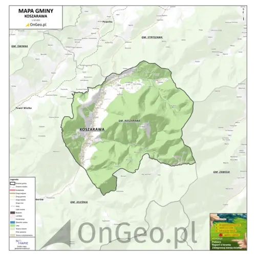 Mapa gminy Koszarawa